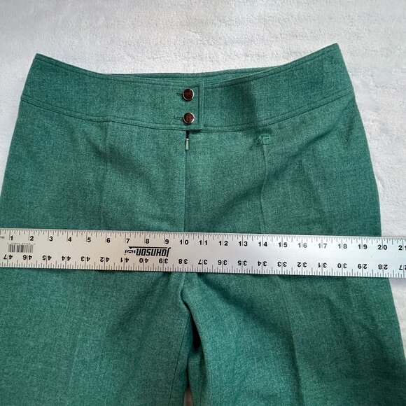Vintage Courrèges Paris Womens Green Wool Blend High Waist Trousers Pants Size C - Picture 6 of 9